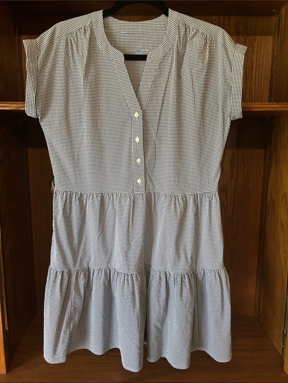 Vineyard Vines Black and White Gingham Tiered Dress